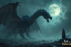 Majestic Dragons,shimmering in the moonlight.