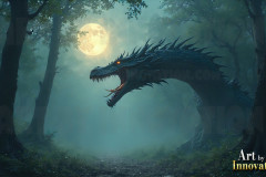 Majestic Dragons,shimmering in the moonlight.
