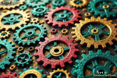 Colorful Gears Artistic Graphic Textures Designs