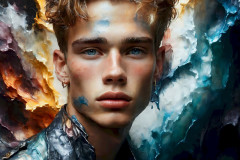 Photos of Sexy Men Playing with Colorful Fluid Art in Motion