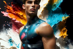 Photos of Sexy Men Playing with Colorful Fluid Art in Motion