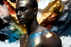 Photos of Sexy Men Playing with Colorful Fluid Art in Motion