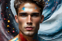 Photos of Sexy Men Playing with Colorful Fluid Art in Motion