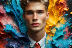 Photos of Sexy Men Playing with Colorful Fluid Art in Motion