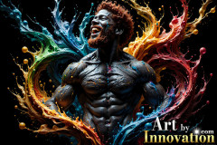 Photos of Sexy Men Playing with Colorful Fluid Art in Motion