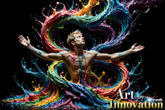 Photos of Sexy Men Playing with Colorful Fluid Art in Motion