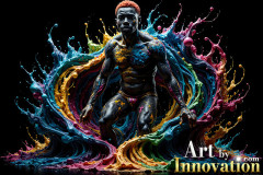 Photos of Sexy Men Playing with Colorful Fluid Art in Motion