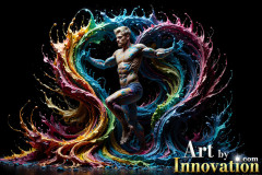 Photos of Sexy Men Playing with Colorful Fluid Art in Motion