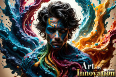 Photos of Sexy Men Playing with Colorful Fluid Art in Motion