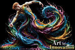 Photos of Sexy Men Playing with Colorful Fluid Art in Motion