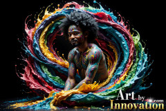 Photos of Sexy Men Playing with Colorful Fluid Art in Motion