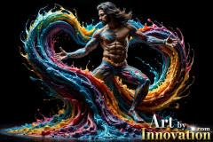 Photos of Sexy Men Playing with Colorful Fluid Art in Motion