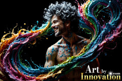 Photos of Sexy Men Playing with Colorful Fluid Art in Motion