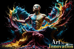 Photos of Sexy Men Playing with Colorful Fluid Art in Motion