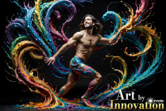 Photos of Sexy Men Playing with Colorful Fluid Art in Motion