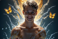 Photos of Sexy Men Playing with Colorful Fluid Art in Motion