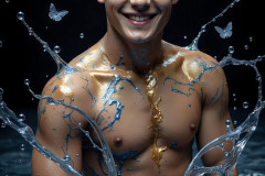 Photos of Sexy Men Playing with Colorful Fluid Art in Motion