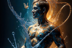 Photos of Sexy Men Playing with Colorful Fluid Art in Motion