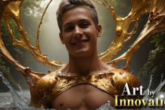 Photos of Sexy Men Playing with Colorful Fluid Art in Motion