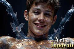 Photos of Sexy Men Playing with Colorful Fluid Art in Motion