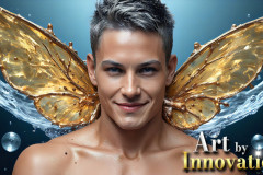 Photos of Sexy Men Playing with Colorful Fluid Art in Motion