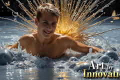 Photos of Sexy Men Playing with Colorful Fluid Art in Motion