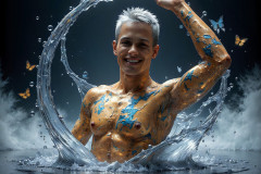 Photos of Sexy Men Playing with Colorful Fluid Art in Motion