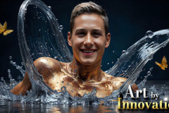 Photos of Sexy Men Playing with Colorful Fluid Art in Motion