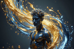 Photos of Sexy Men Playing with Colorful Fluid Art in Motion