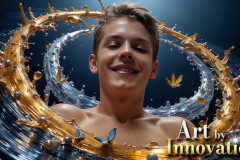 Photos of Sexy Men Playing with Colorful Fluid Art in Motion