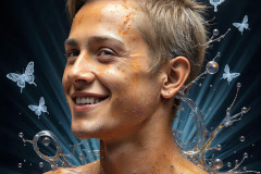 Photos of Sexy Men Playing with Colorful Fluid Art in Motion