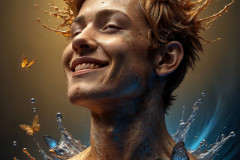 Photos of Sexy Men Playing with Colorful Fluid Art in Motion