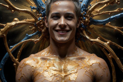 Photos of Sexy Men Playing with Colorful Fluid Art in Motion