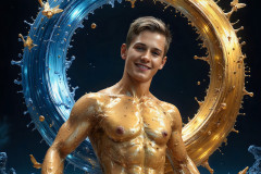 Photos of Sexy Men Playing with Colorful Fluid Art in Motion