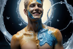 Photos of Sexy Men Playing with Colorful Fluid Art in Motion