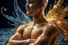 Photos of Sexy Men Playing with Colorful Fluid Art in Motion