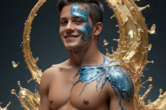 Photos of Sexy Men Playing with Colorful Fluid Art in Motion