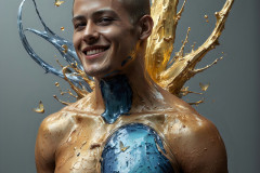Photos of Sexy Men Playing with Colorful Fluid Art in Motion