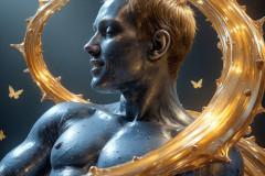 Photos of Sexy Men Playing with Colorful Fluid Art in Motion