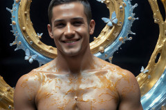 Photos of Sexy Men Playing with Colorful Fluid Art in Motion