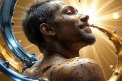 Photos of Sexy Men Playing with Colorful Fluid Art in Motion