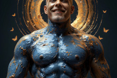 Photos of Sexy Men Playing with Colorful Fluid Art in Motion