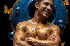 Photos of Sexy Men Playing with Colorful Fluid Art in Motion