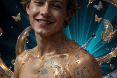 Photos of Sexy Men Playing with Colorful Fluid Art in Motion