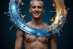 Photos of Sexy Men Playing with Colorful Fluid Art in Motion