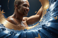Photos of Sexy Men Playing with Colorful Fluid Art in Motion