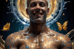 Photos of Sexy Men Playing with Colorful Fluid Art in Motion