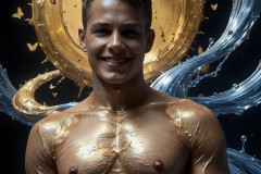 Photos of Sexy Men Playing with Colorful Fluid Art in Motion