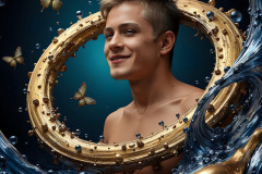 Photos of Sexy Men Playing with Colorful Fluid Art in Motion