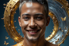 Photos of Sexy Men Playing with Colorful Fluid Art in Motion